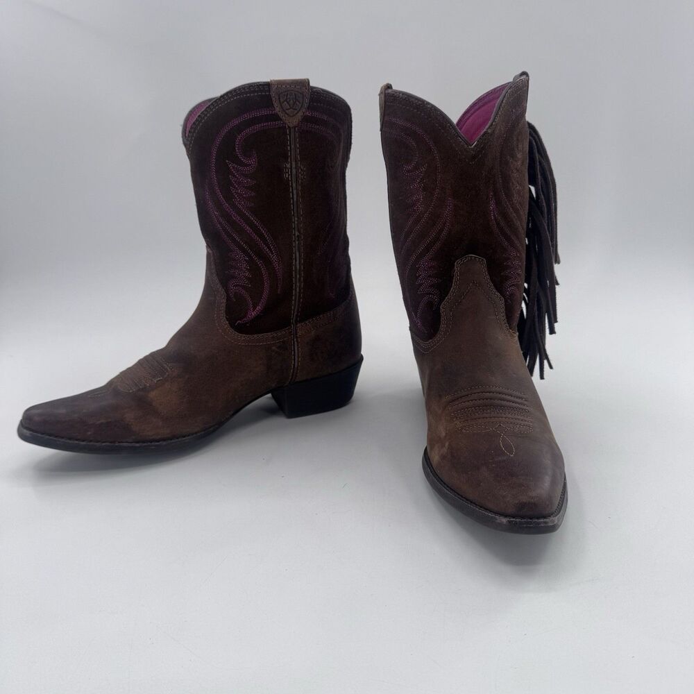 Ariat Mustang Molly Fancy Suede Fringe Western Boots Size 5 Fast Shipping